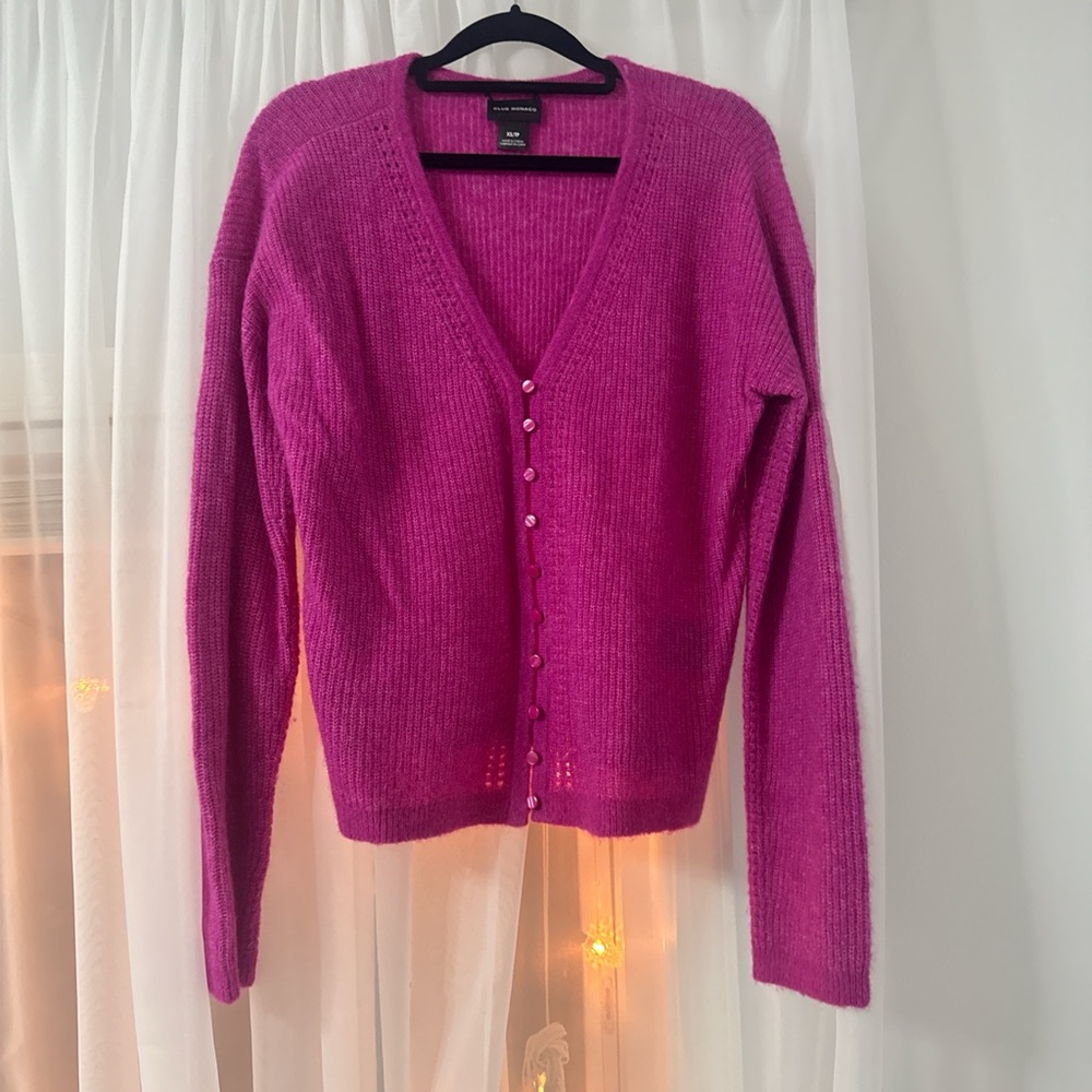 Club Monaco Fuchsia Button-Up Cardigan